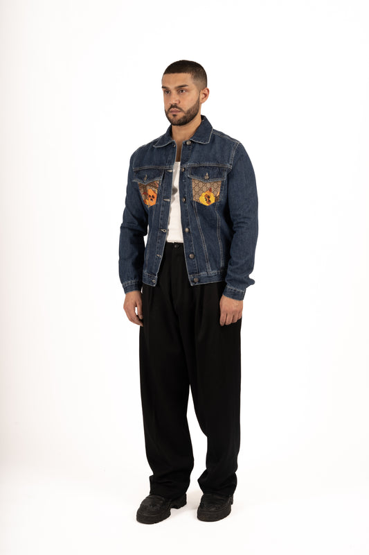 Veste en jean upcyclée Flowers