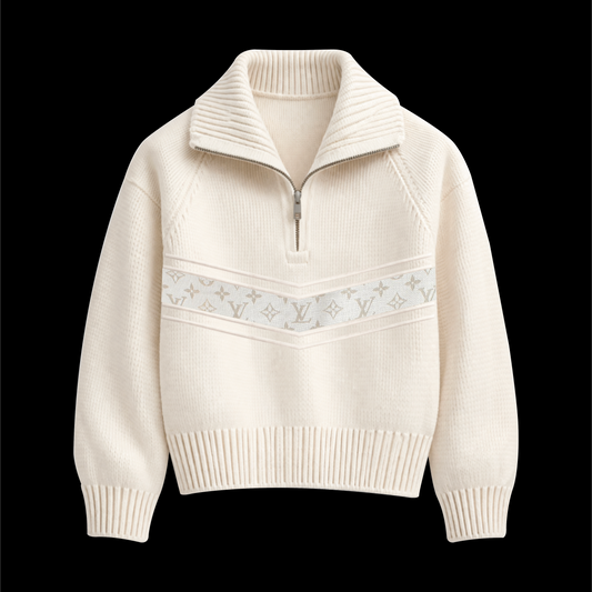pull col zippé creme