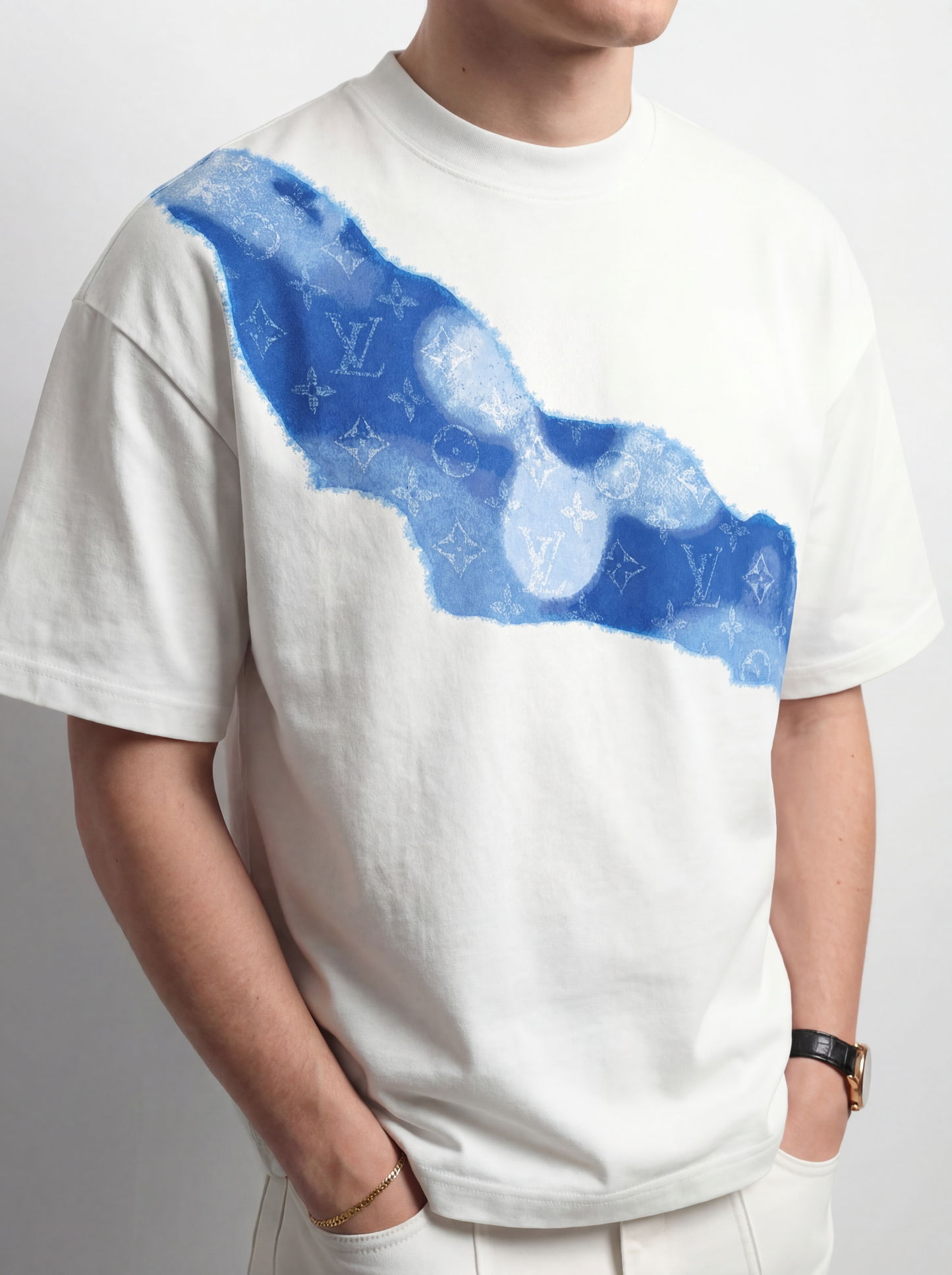 t-shirt white shawl ocean