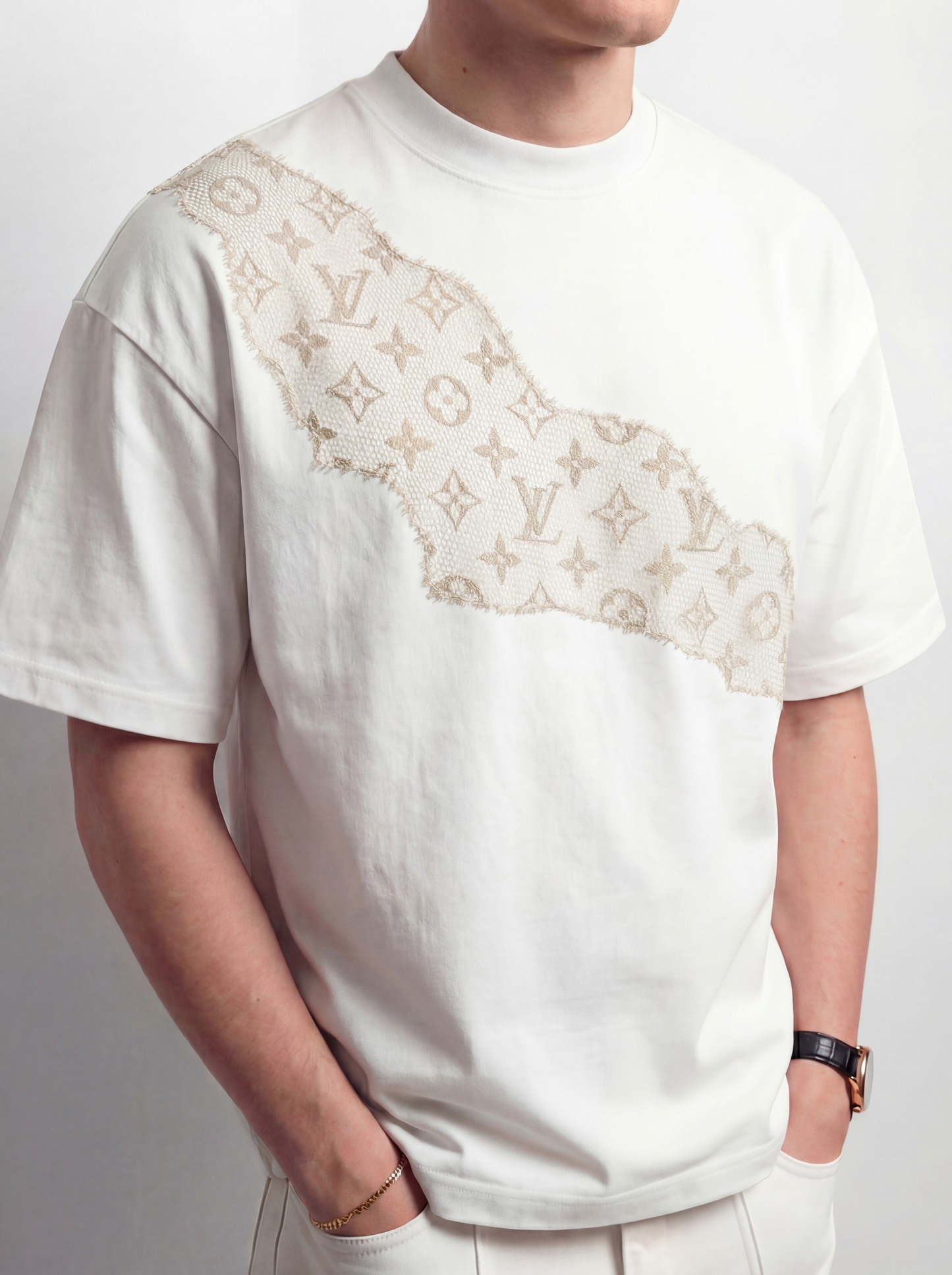 t-shirt white shawl sand
